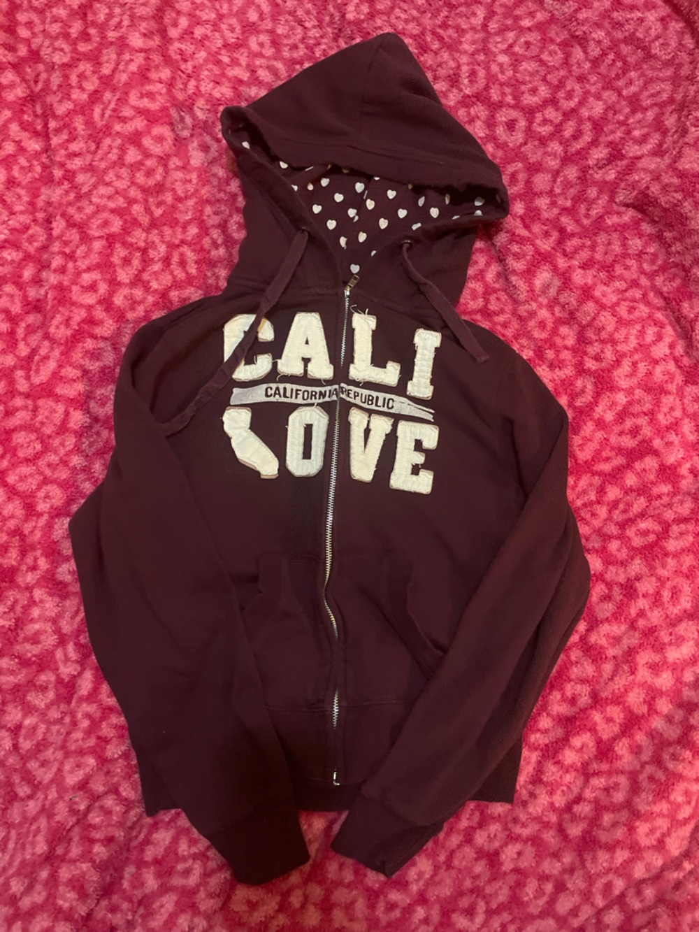 CALI LOVE Maroon Zip Hoodie